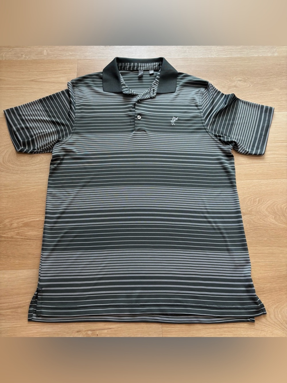 Ashworth Black and Gray Horizontal Stripe Golf Polo